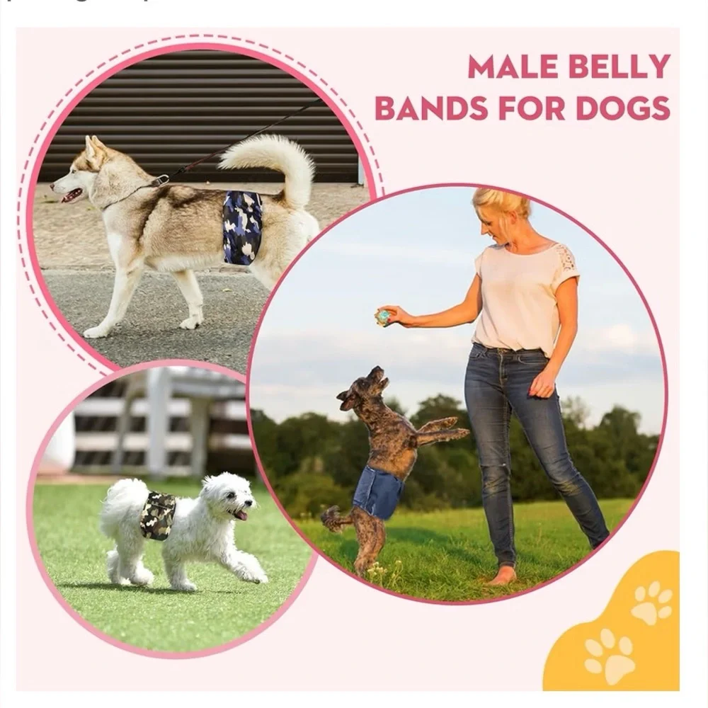 XPCARE Washable Male Dog Belly Band (5 Pack) - Reusable Size Small NIB